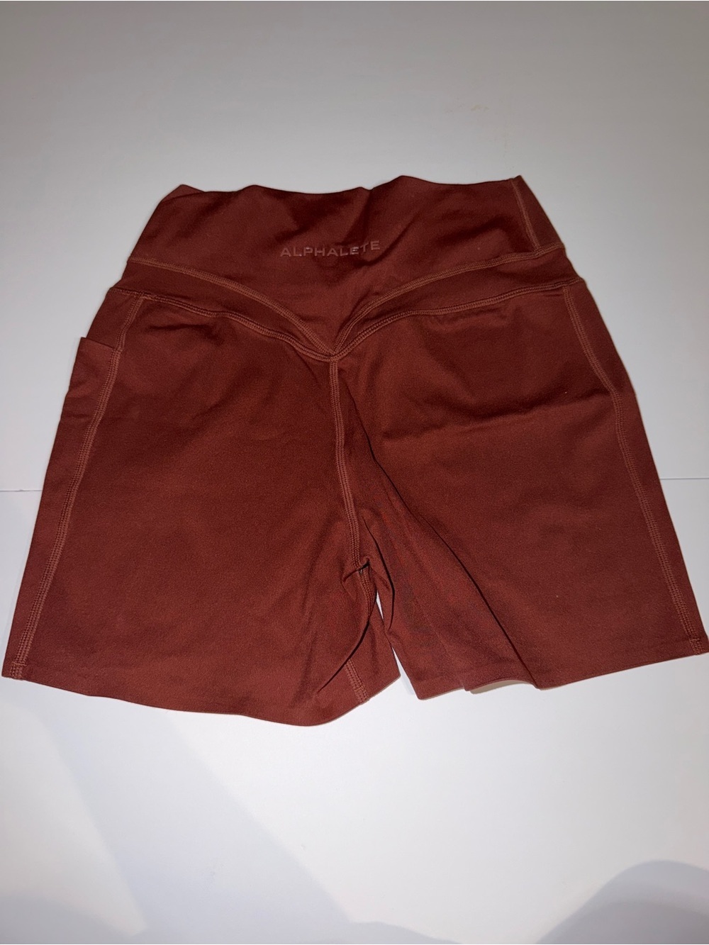 Alphalete Women's High-Waist Rust Brown Athletic Shorts